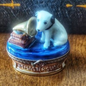 His master's voice - Nipper by Limoges trinket box